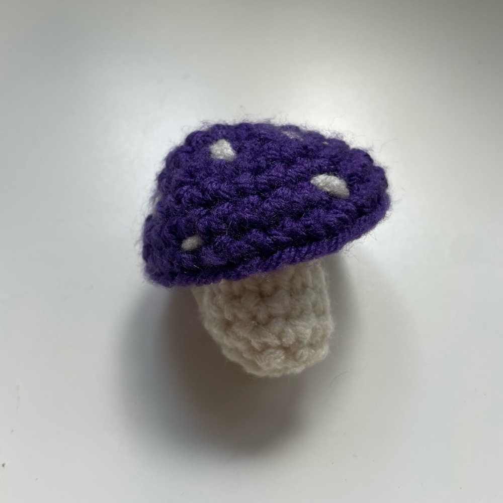 Crocheted Purple and White Mushroom Pop-it